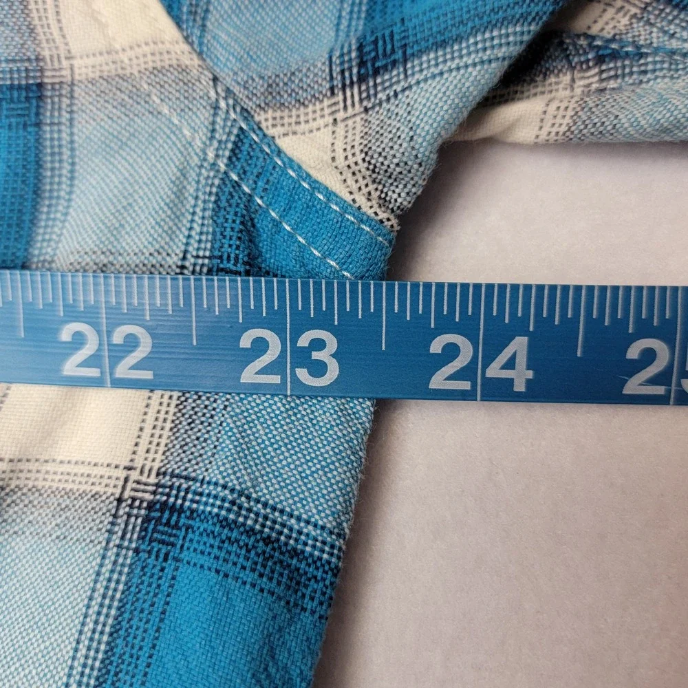 The North Face Mens Blue White Plaid Short Sleeve Cotton Button Down Shirt L